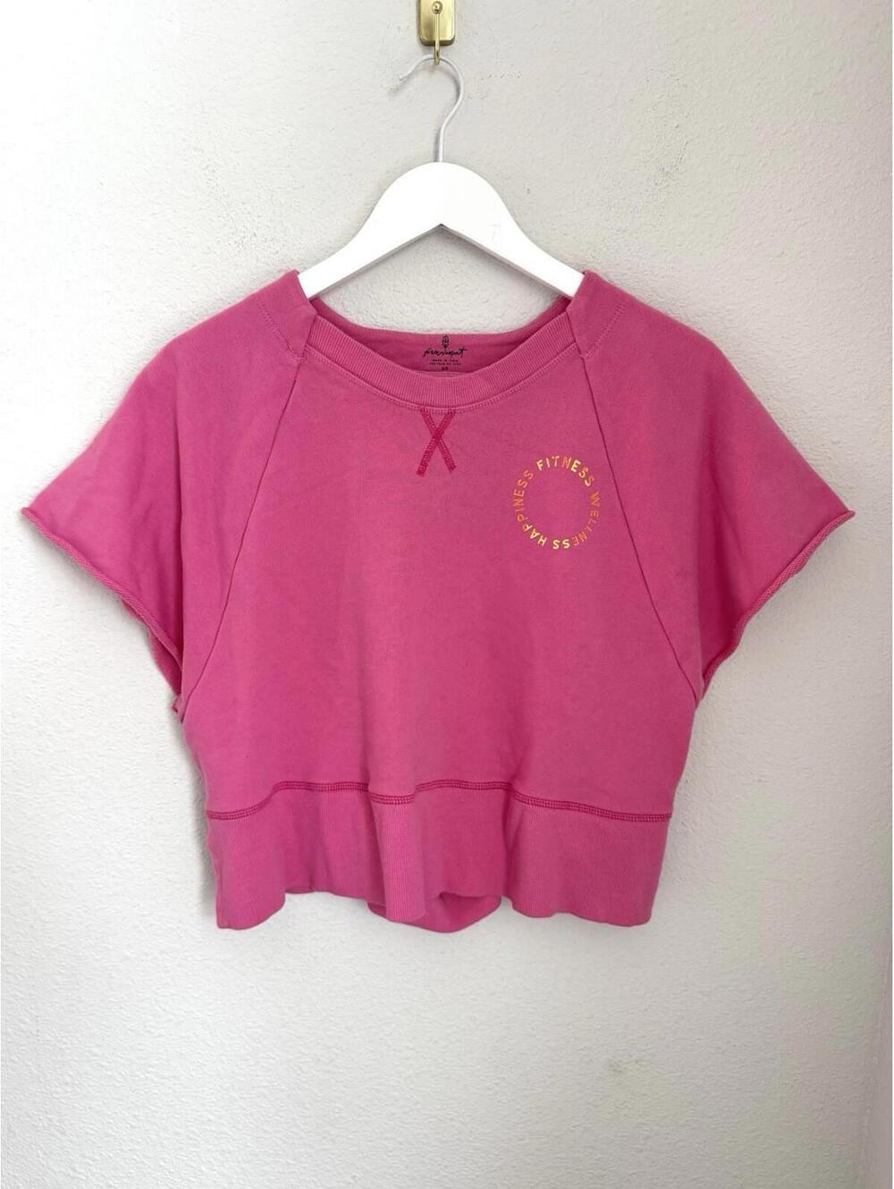 Free People Movement Women’s Sz S Hot Pink Meditate Cut Out Fitness T Shirt